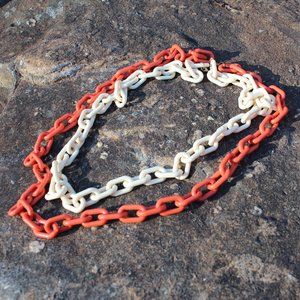2 set Orange & Cream Long Link Club Dance Necklaces